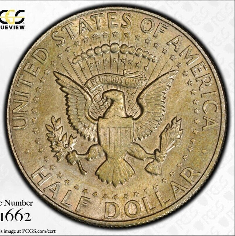 Neon Toned 1967 MS 64 John Kennedy Half Dollar PCGS Slab Trueview OCE 1550