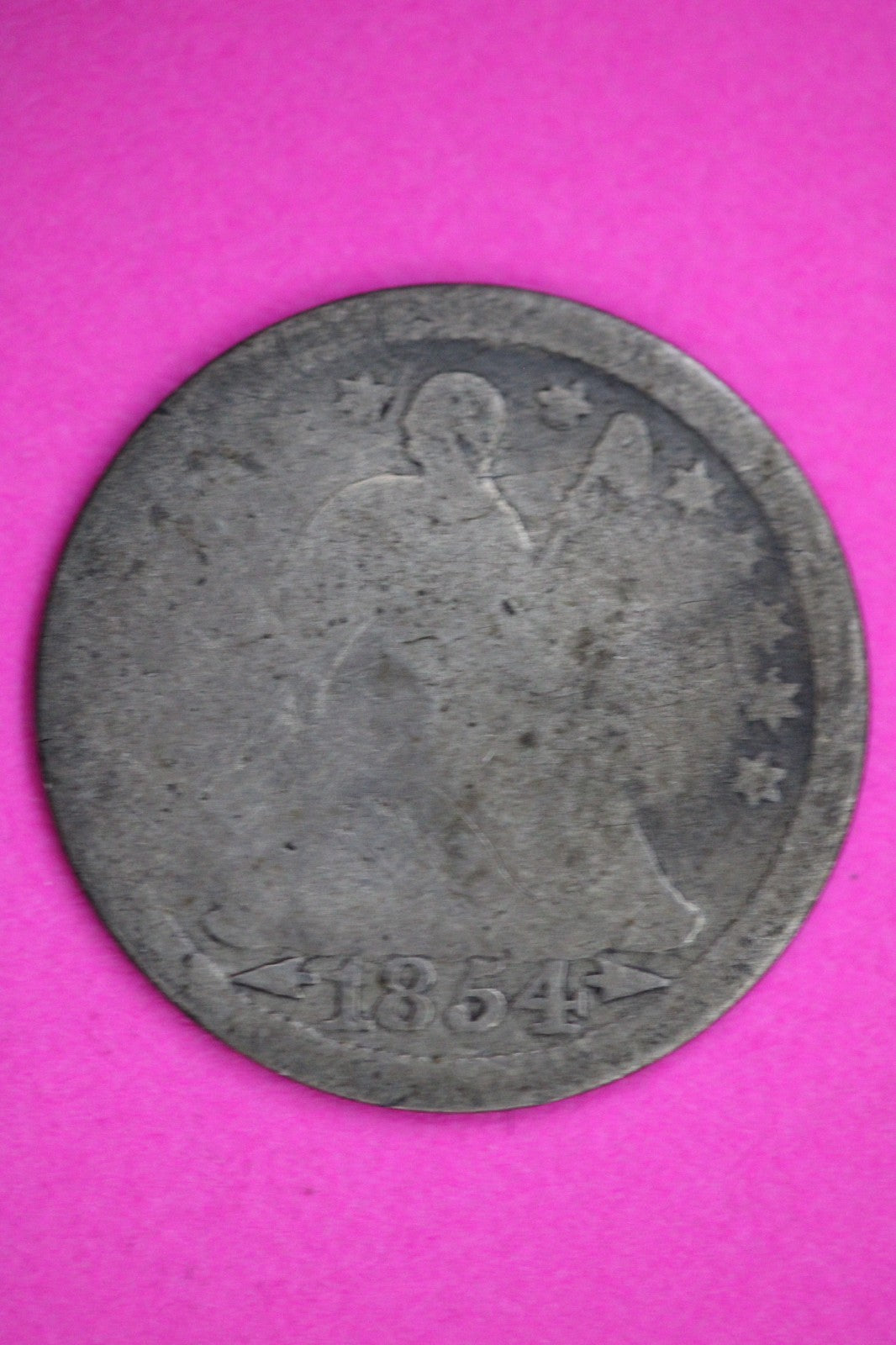 1854 P Seated Half Dime Silver Exact Coin Shown Filler Damaged Bent 2738