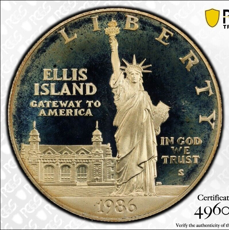 Toned 1986 S PR 68 DCAM Statue Of Liberty Commemorative Silver Dollar PCGS 447