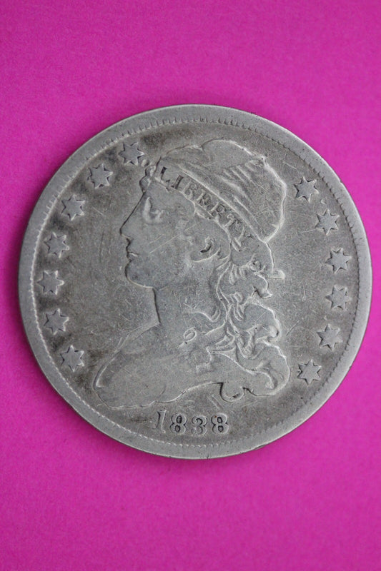 1838 Bust Cap Quarter Lady Liberty Rare Silver Key Date Coin Authentic 0572N