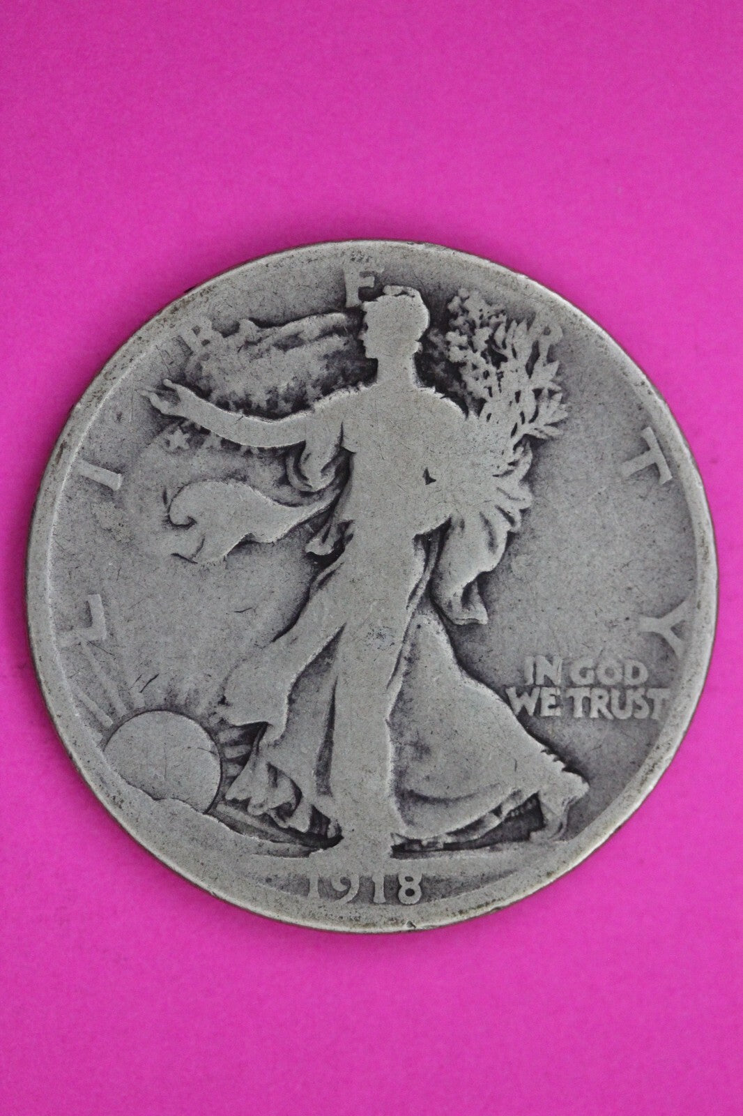 1918 D Walking Liberty Silver Half Dollar Guaranteed Authentic Genuine Coin 1161