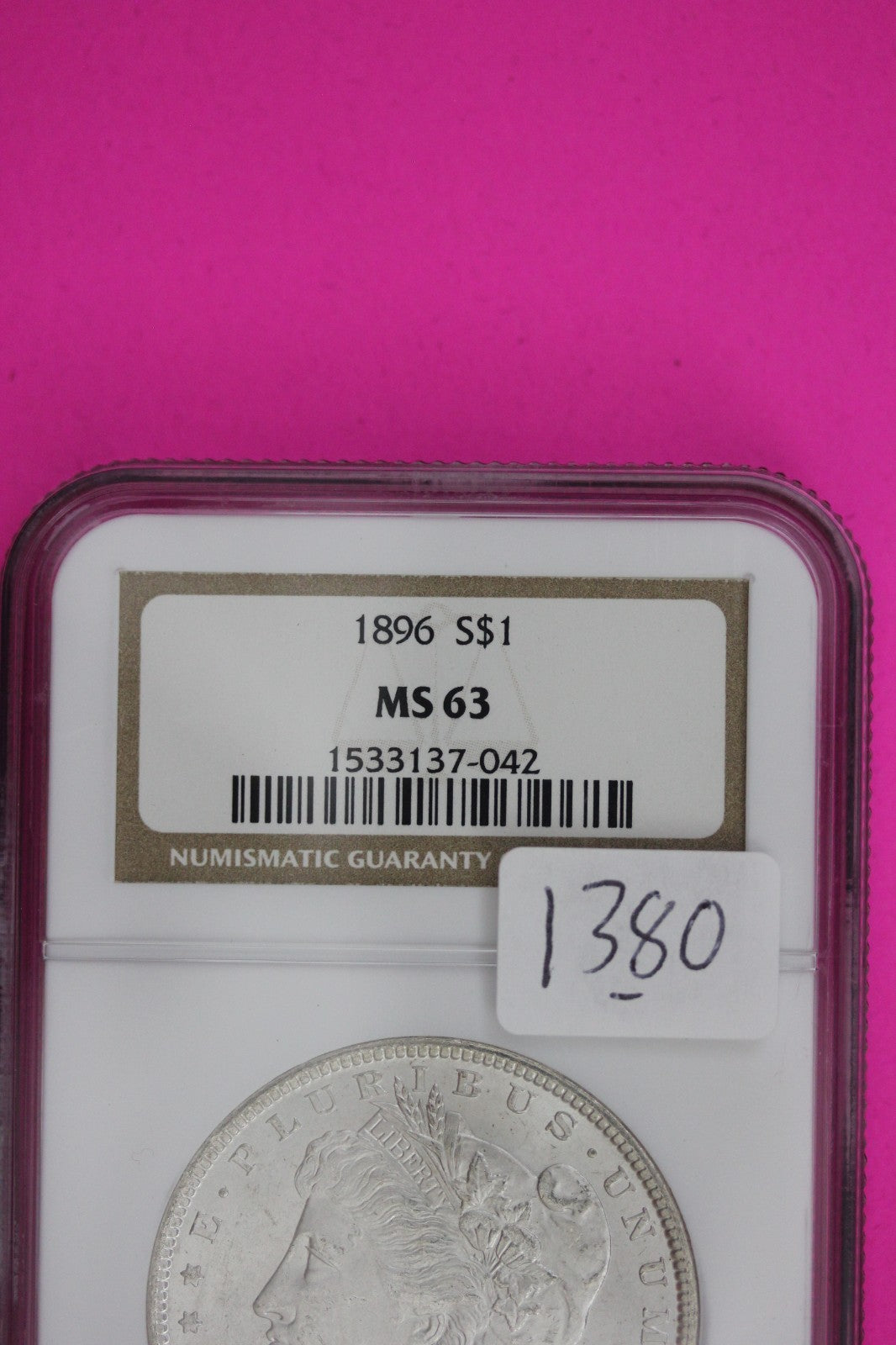 1896 P MS 63 Liberty Morgan Silver Dollar Coin NGC Certified Authentic Slab 1380