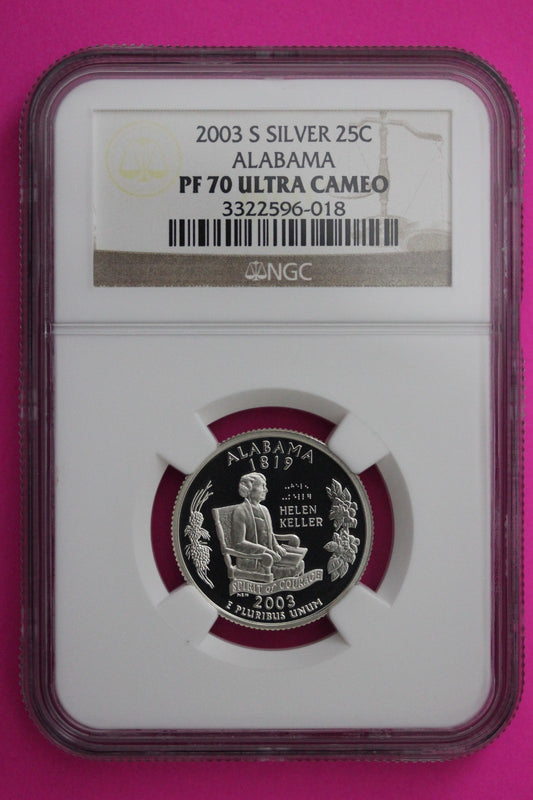 2003 S PF 70 Alabama Silver State Quarter NGC Certified Authentic Slab 430