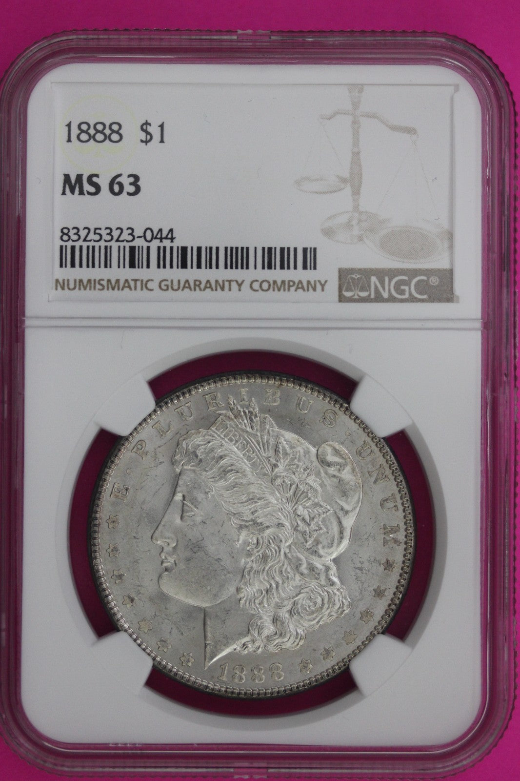 1888 P MS 63 Liberty Morgan Silver Dollar NGC Certified Graded Authentic 1045