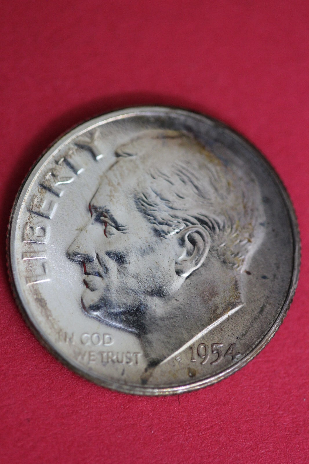 Rainbow Toned 1954 Silver Proof Roosevelt Dime  92