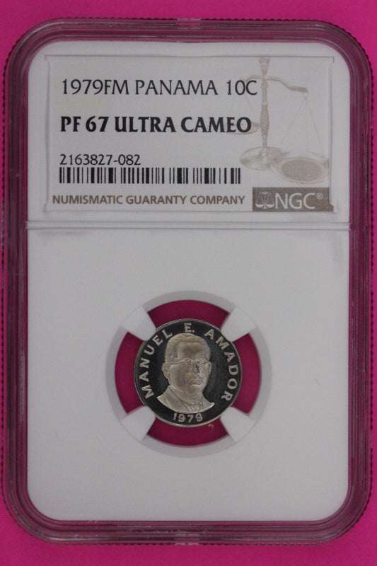 1979 Panama PF 69 Ultra Cameo Proof 10 Centesimos NGC Certified Graded Slab 873