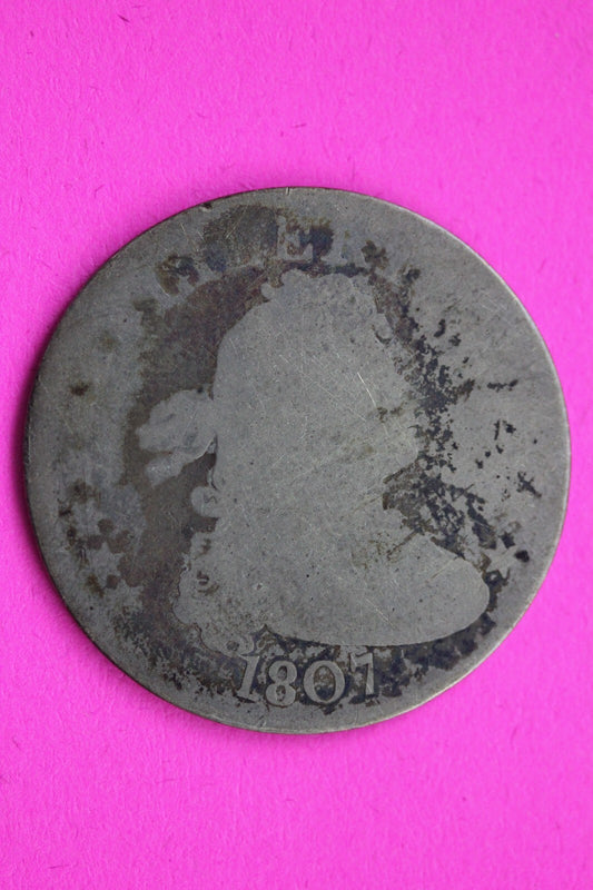1807 Draped Bust Quarter Lady Liberty Rare Silver Key Date Coin Authentic 0871N