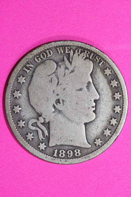 1898 O Barber Liberty Half Dollar Silver Semi Key Date Coin New Orleans Mint 55
