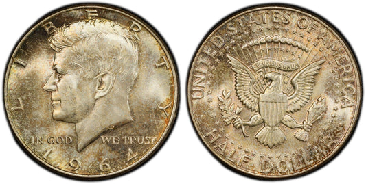 Toned 1964 MS 64 John F Kennedy Silver Half Dollar PCGS Graded Certified 157