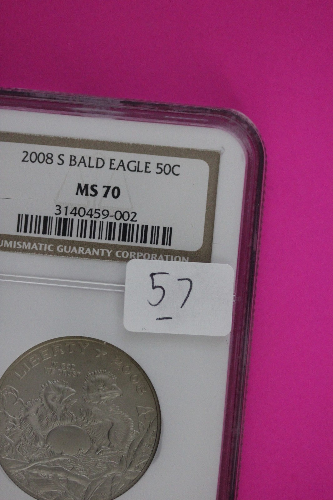 2008 S MS 70 Bald Eagle Commemorative Half Dollar NGC Certified Authentic 57