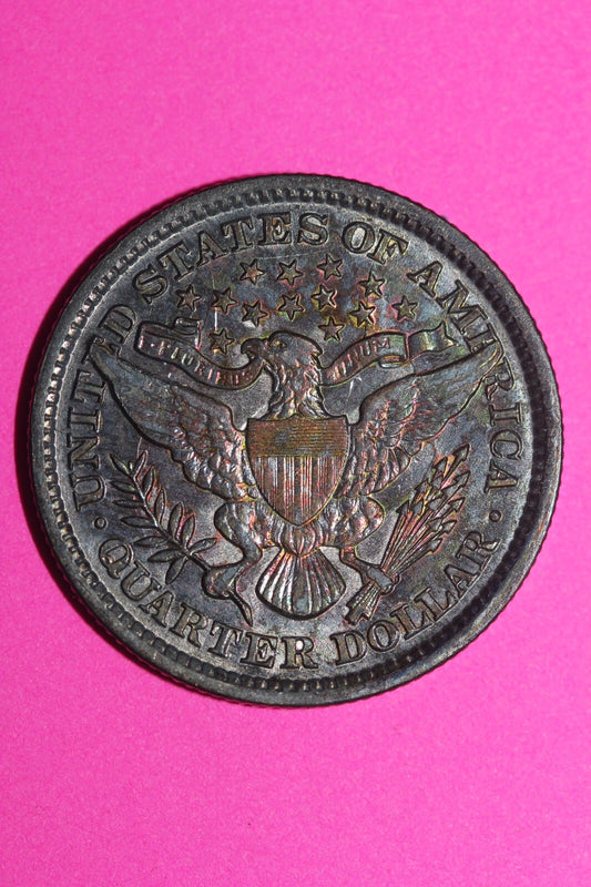 Naturally Toned 1893 P Barber Liberty Silver Quarter Guaranteed Authentic 1107