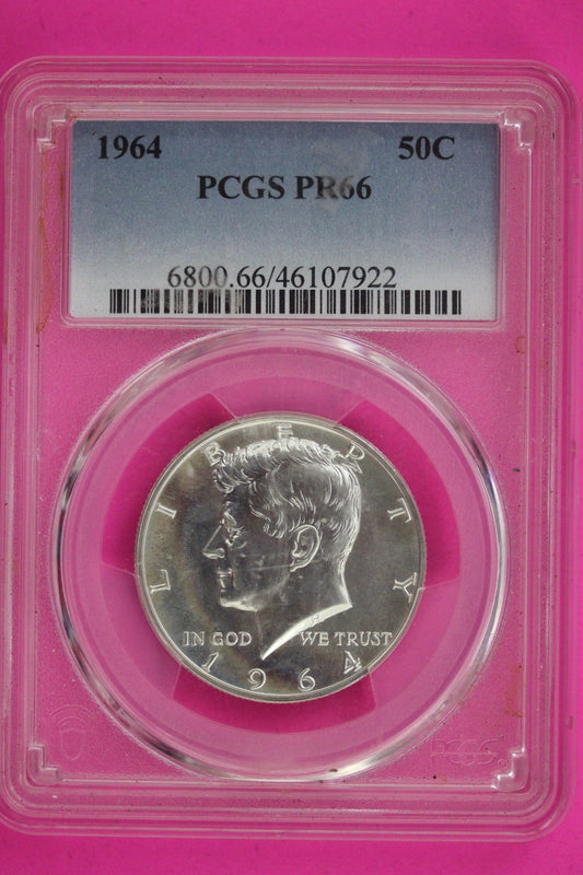 1964 PR 66 John Kennedy Half Dollar PCGS Certified Graded Authentic Slab 1332