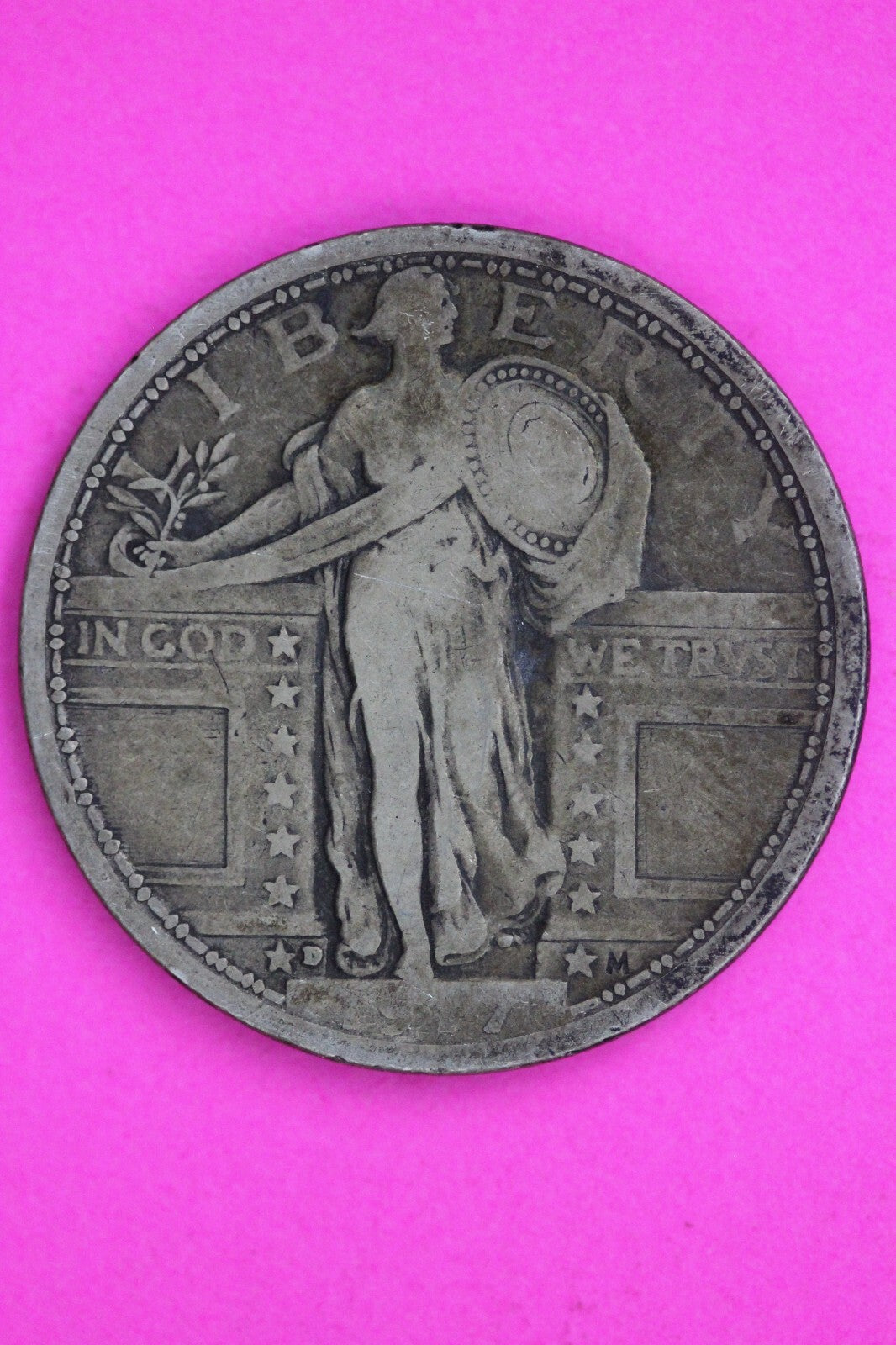 1917 D Type 1 Standing Liberty Silver Quarter Genuine Semi Key Date Coin G0623N