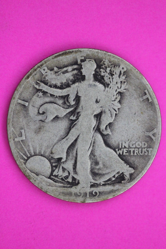 1919 D Walking Liberty Silver Half Dollar Guaranteed Authentic Genuine Coin 1166