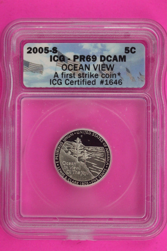 2005 S PR 69 Thomas Jefferson Nickel ICG Certified Graded Authentic Slab 1319