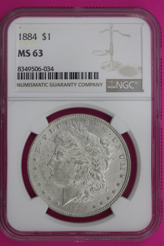 1884 P MS 63 Liberty Morgan Silver Dollar NGC Certified Graded Authentic 276