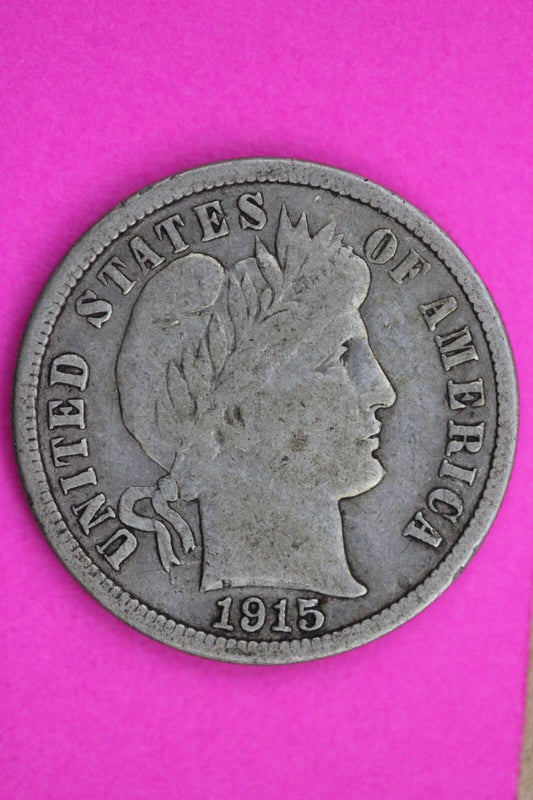 1915 P Barber Liberty Dime Scarce Semi Key Date Silver Coin Free Shipping 0083