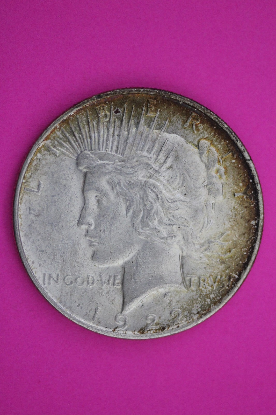 Toned 1923 D Peace Silver Dollar LIberty Coin Guaranteed Authentic 0323N