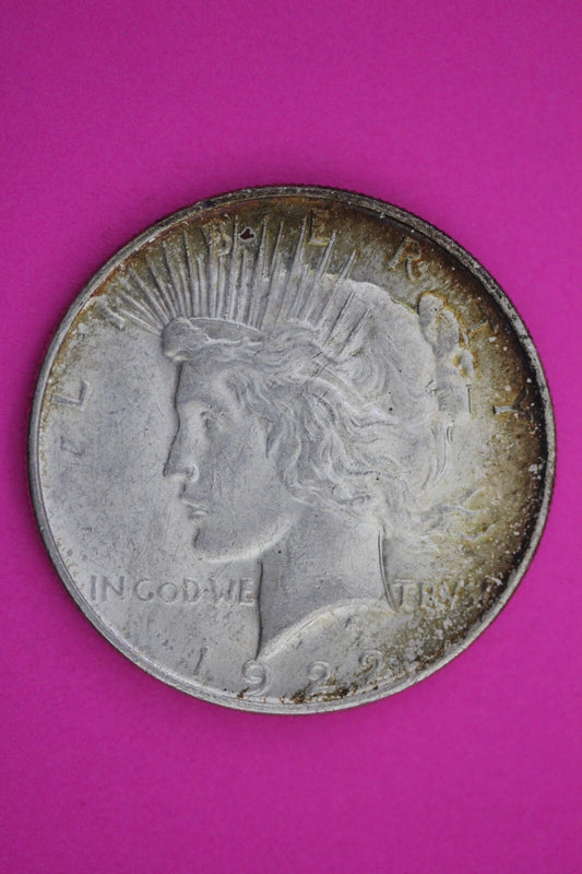Toned 1923 D Peace Silver Dollar LIberty Coin Guaranteed Authentic 0323N