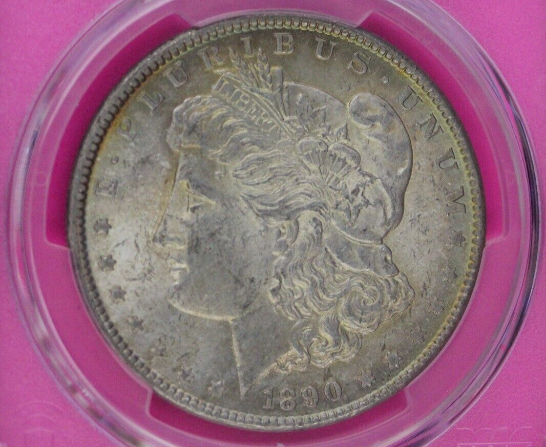 Toned 1890 P MS 62 Morgan Liberty Silver Dollar PCGS Certified Slab 46
