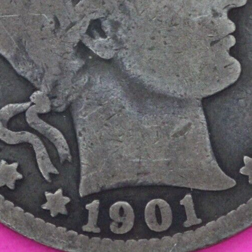 1901 O Barber Liberty Silver Quarter Scarce Semi Key Date New Orleans Mint 52