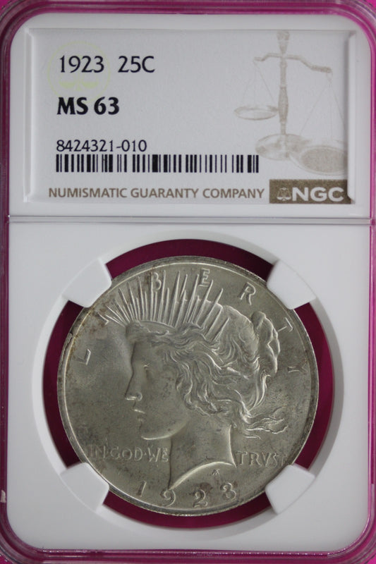 1923 P MS 63 Liberty Peace Silver Dollar NGC Certified Die Cracks Reverse 950