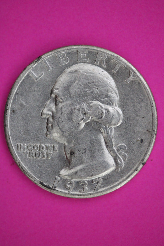 High Grade 1937 P George Washington Silver Quarter Guaranteed Genuine Coin 2612