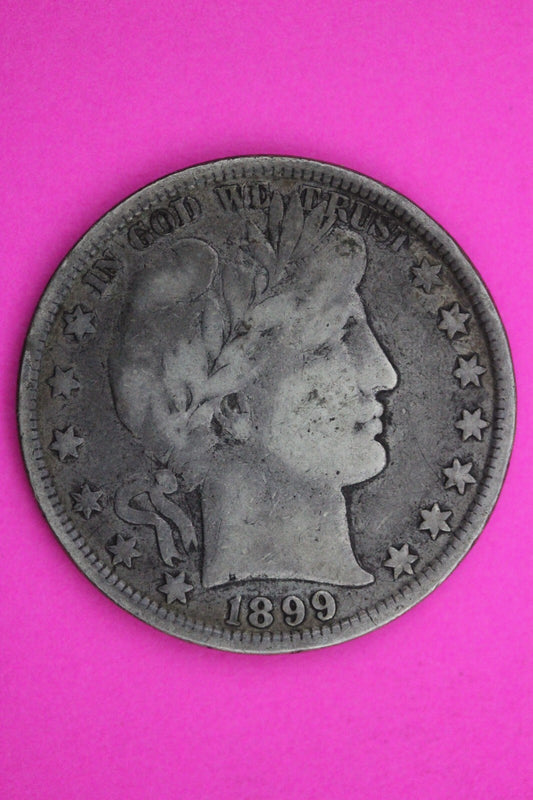 1899 P Barber Liberty Half Dollar Silver Scarce Semi Key Date Coin 0404N
