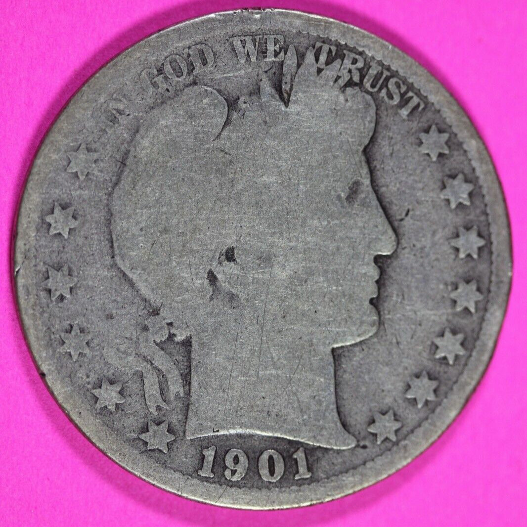 1901 S Barber Liberty Half Dollar Scarce Semi Key Date Coin San Francisco 266