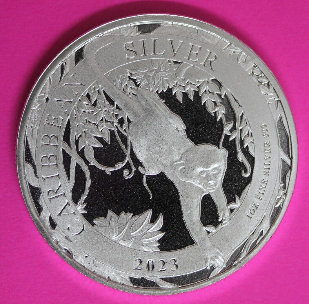 Gem BU 2023 Barbados Monkey 1 OZ Silver Coin .999 Fine $1.00 Same Coin In Pic 14