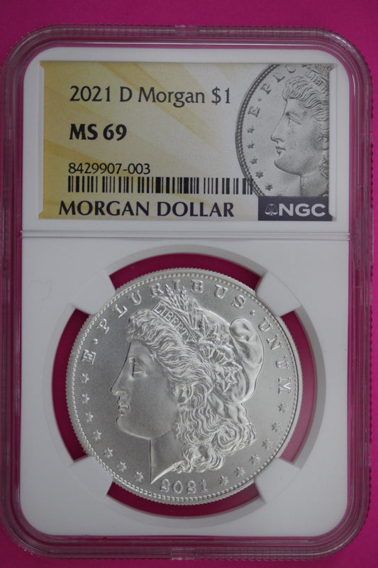 2021 D MS 69 Morgan Silver Dollar NGC Authentic Certified Graded Coin Slab 396