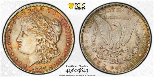 Toned 1888 P MS 63 Morgan Liberty Silver Dollar PCGS Certified Slab 32
