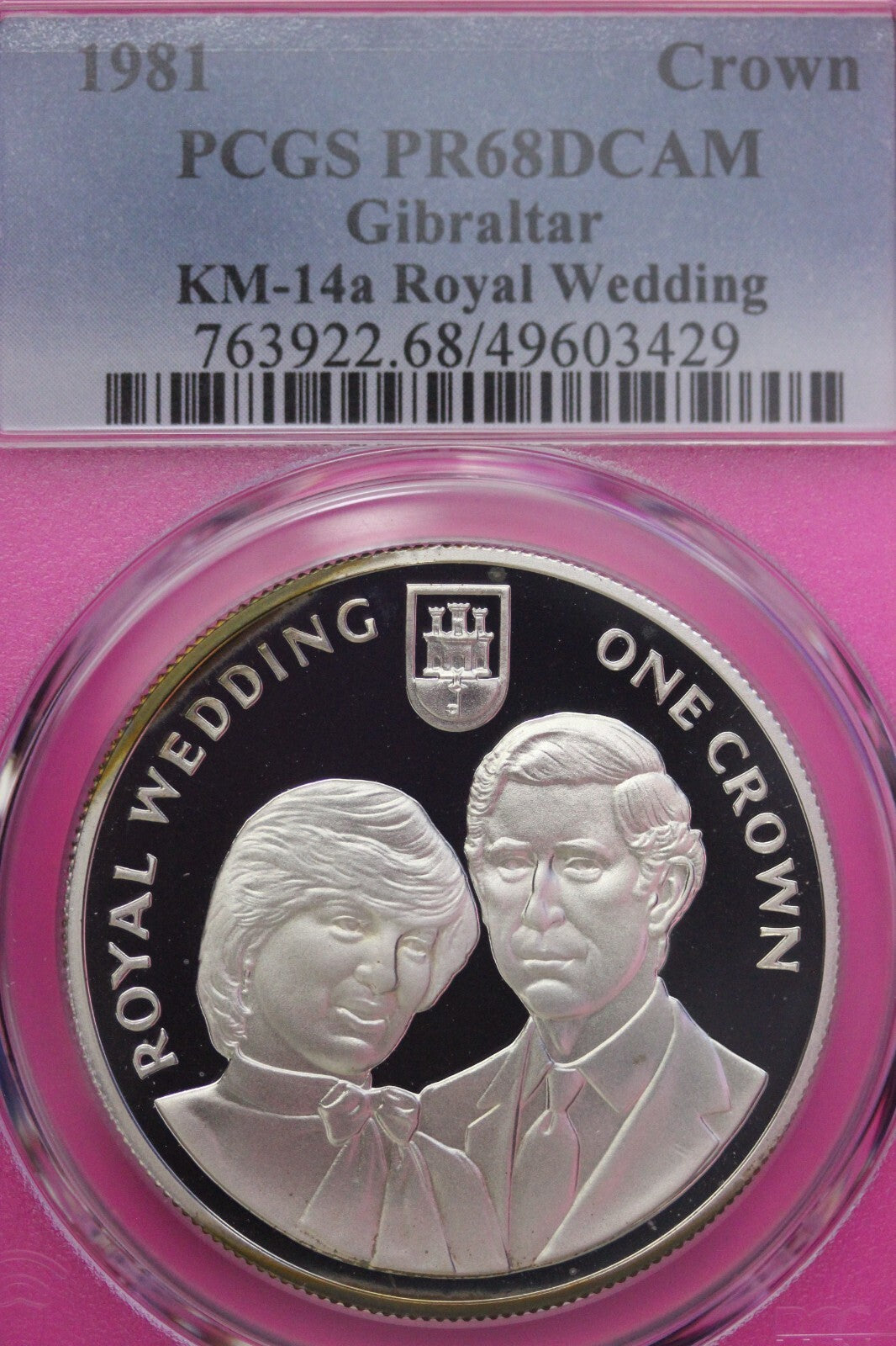 1981 PR 68 DCAM Crown Gibraltar Princess Diana Royal Wedding PCGS Silver617