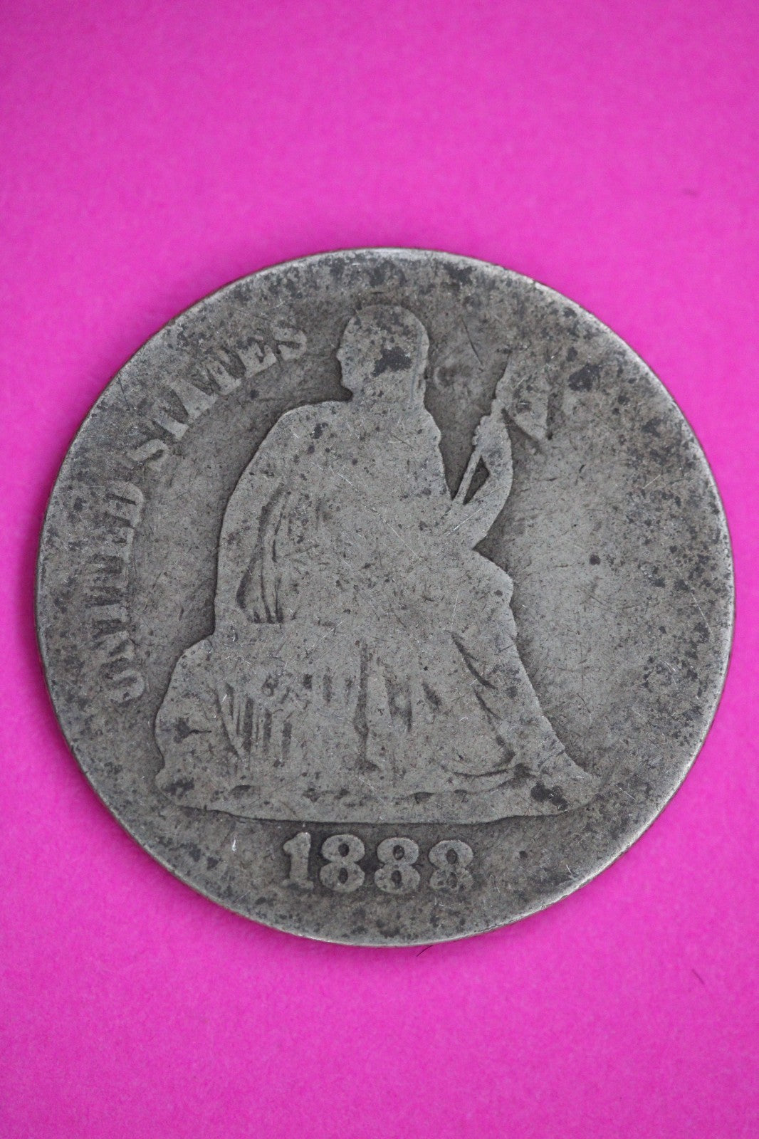 1888 P Seated Dime Silver Exact Coin Shown Low Grade Filler Damaged Bent 2761