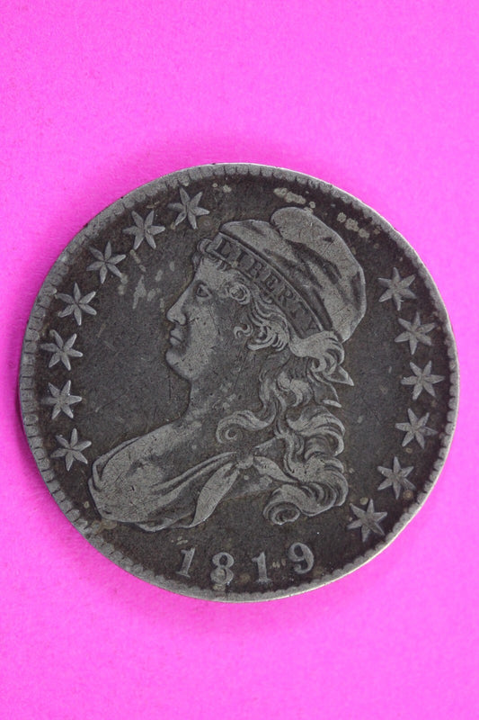 1819 Capped Bust Half Dollar Exact Coin In Pics Silver Rare Semi Key Date 03