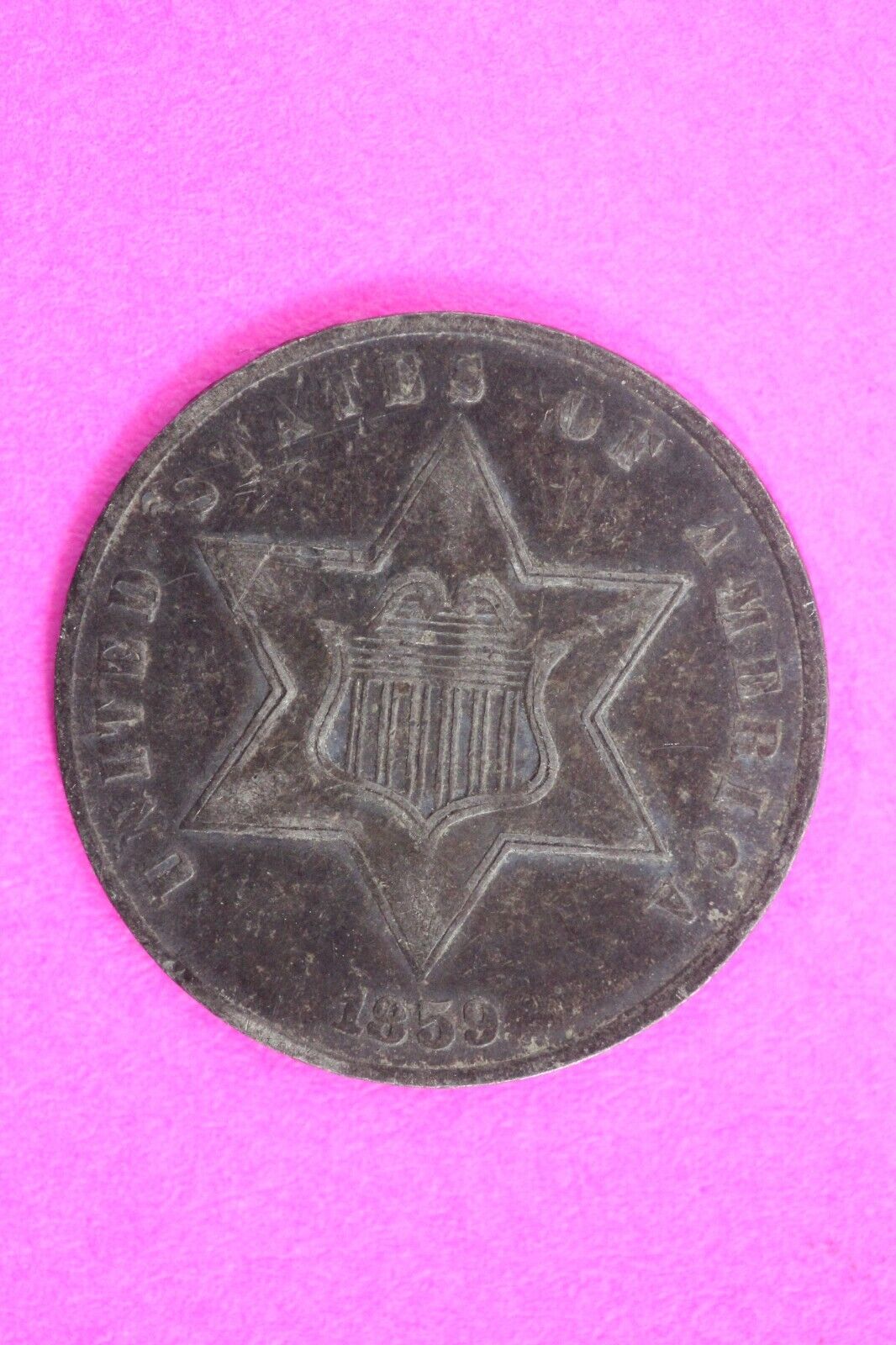 High Grade 1859 Trime 3 Three Cent Silver Dime Rare Semi Key Date Coin 123