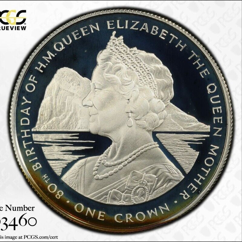 Toned 1980 PR 68 DCAM Crown Gibraltar  PCGS Queen Elizabeth 80th Birthday 528