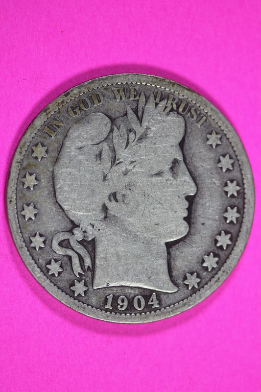 1904 O Barber Liberty Half Dollar Scarce Semi Key Date Coin New Orleans 280