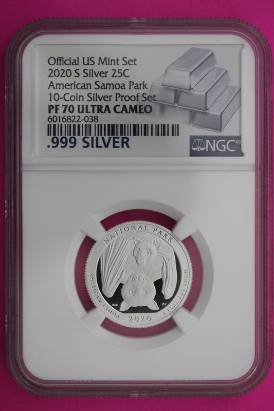 2020 S  PF 70 Silver Quarter Deep Cameo America Samoa Park NGC From Mint Set 437