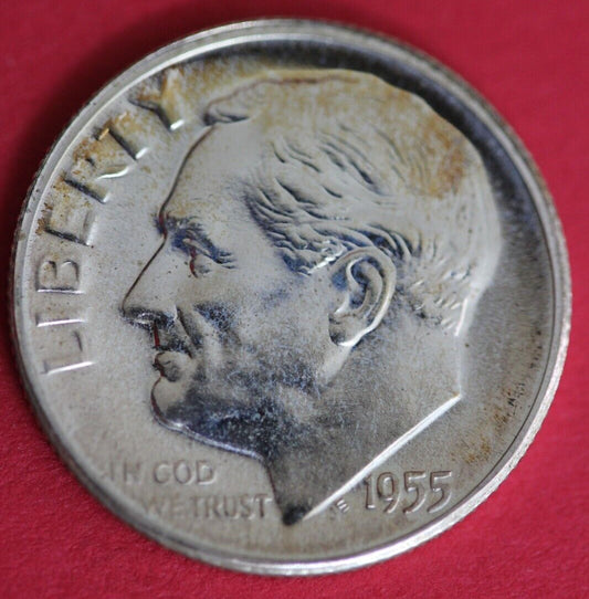 Toned 1955 Silver Proof Roosevelt Dime Exact Coin Shown  65