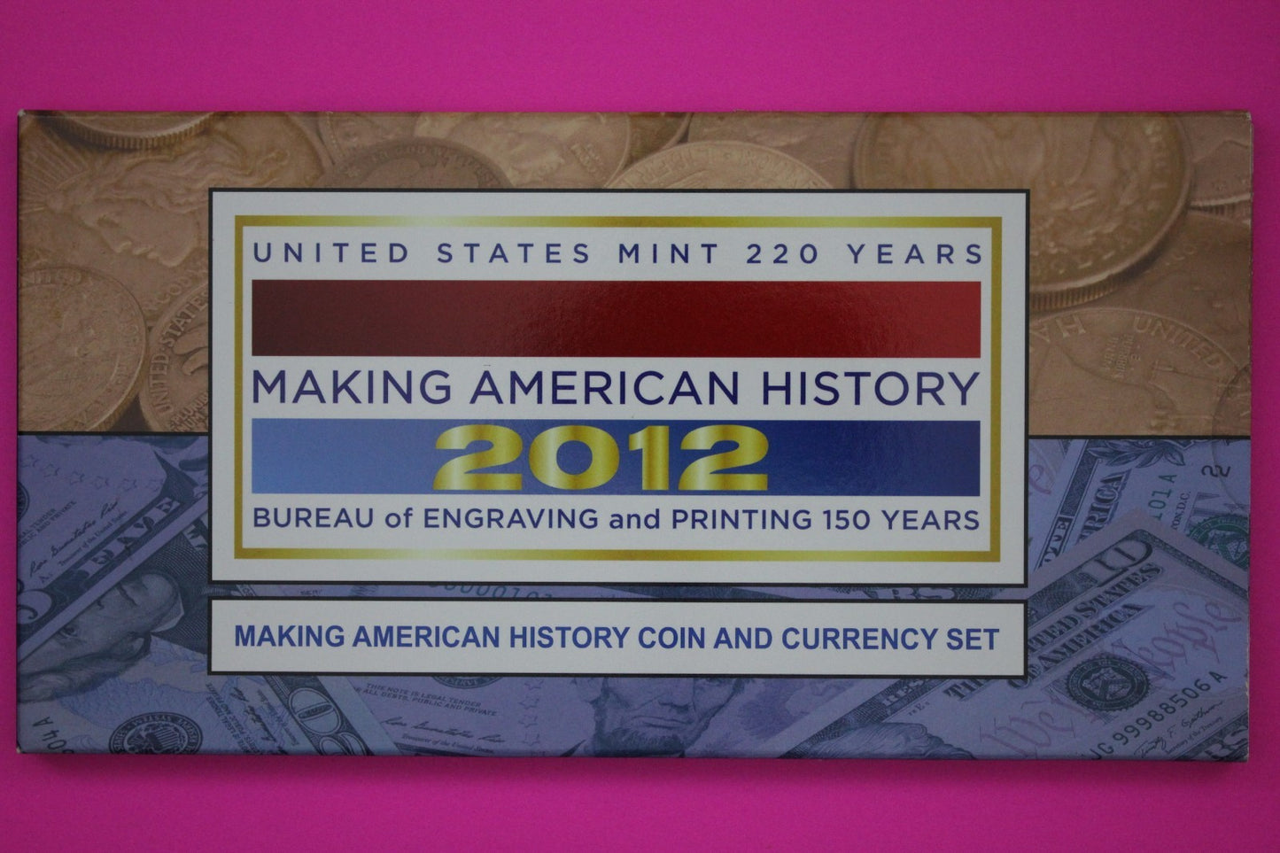 2012 Coin & Currency Set Proof 1 OZ .999 Fine Silver Eagle & $5 Note COA 9024