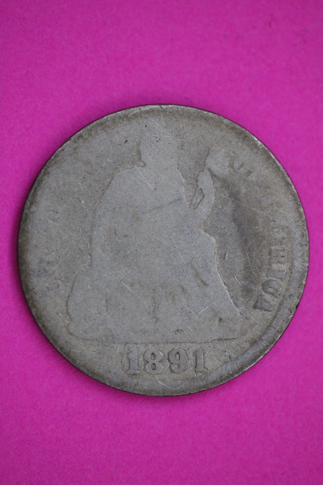 1891 P Seated Dime Silver Exact Coin Shown Low Grade Filler Damaged Bent 2774