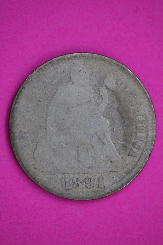 1891 P Seated Dime Silver Exact Coin Shown Low Grade Filler Damaged Bent 2774
