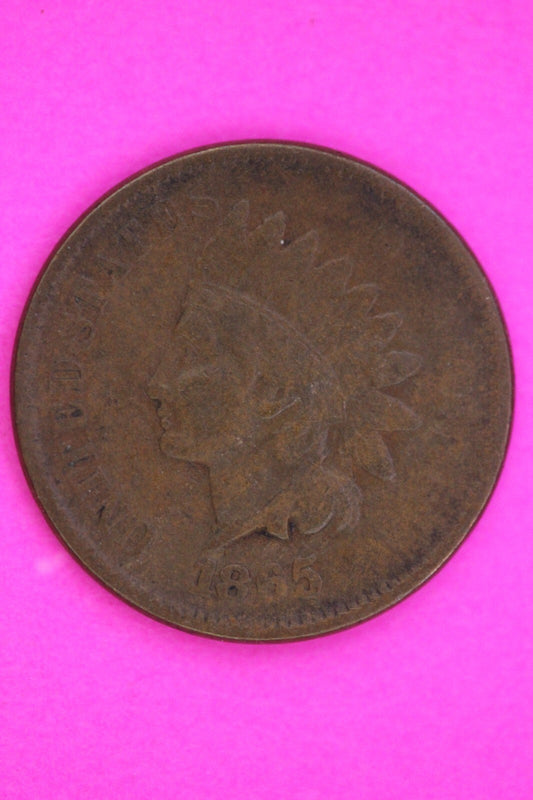 1865 Fancy 5 Indian Head Cent Penny Scarce Early Type Exact Coin Shown 328