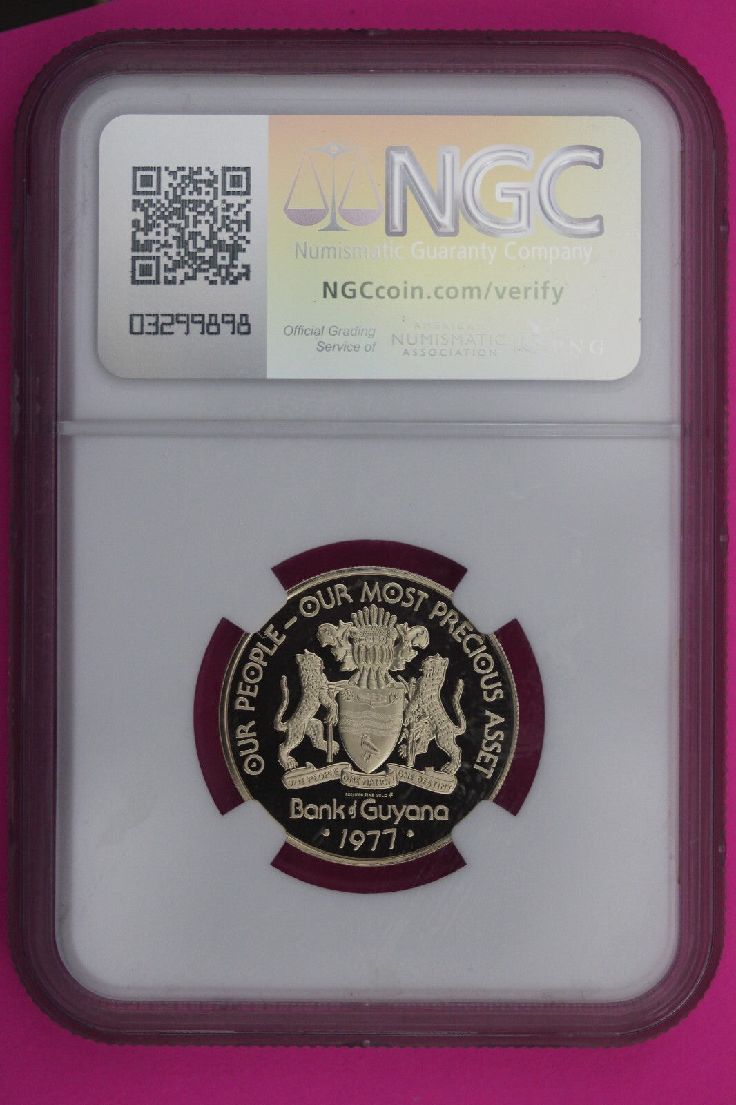 1977 PF 70 Gold $100 Guyana El Dorado Golden Man Ultra Cameo NGC Graded Slab 417