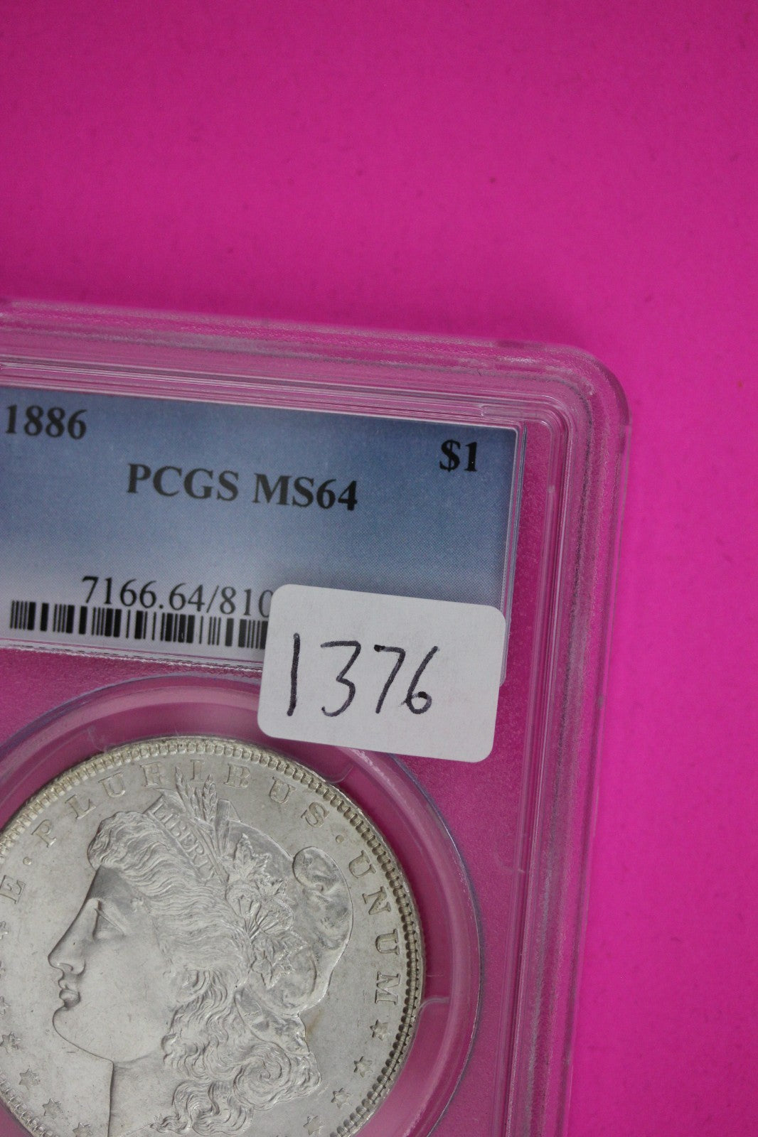 1886 P MS 64 Liberty Morgan Silver Dollar PCGS Certified Authentic Slab 1376