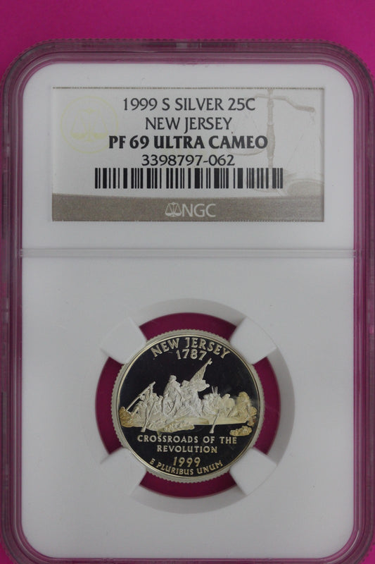 1999 S PF 69 New Jersey Silver State Quarter NGC Certified Authentic Slab 978