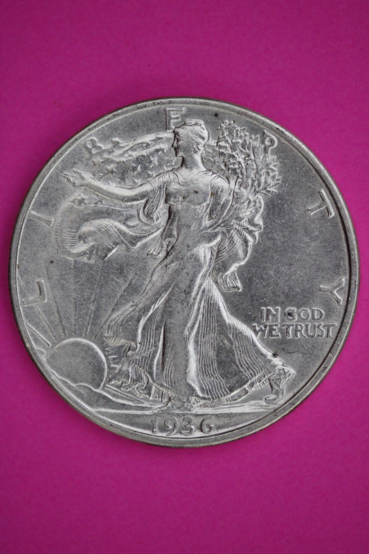 Hi Grade 1936 D Walking Liberty Silver Half Dollar Guaranteed Genuine Coin 2614