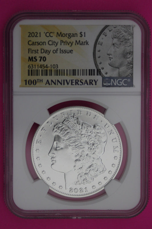 Rare 2021 CC MS 70 Carson City Privy Mark Morgan Silver Dollar NGC 1rst Day 627