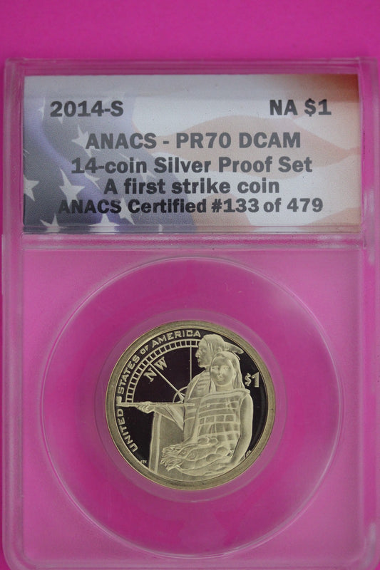 2014 S PR 70 Sacagawea Dollar Native American ANACS Certified Authentic Slab 05
